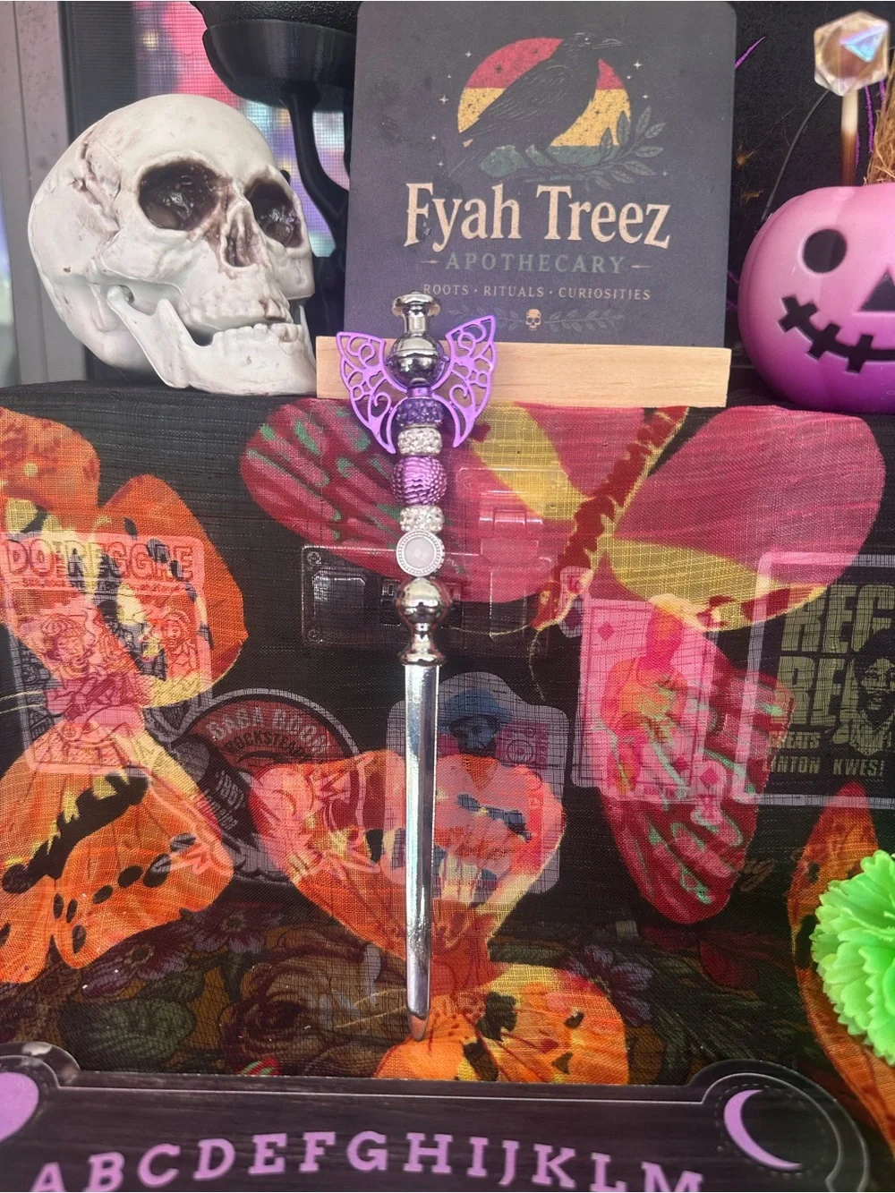 Handmade Purple Wing Letter Opener & Candle Scribe – Beaded Desk Tool